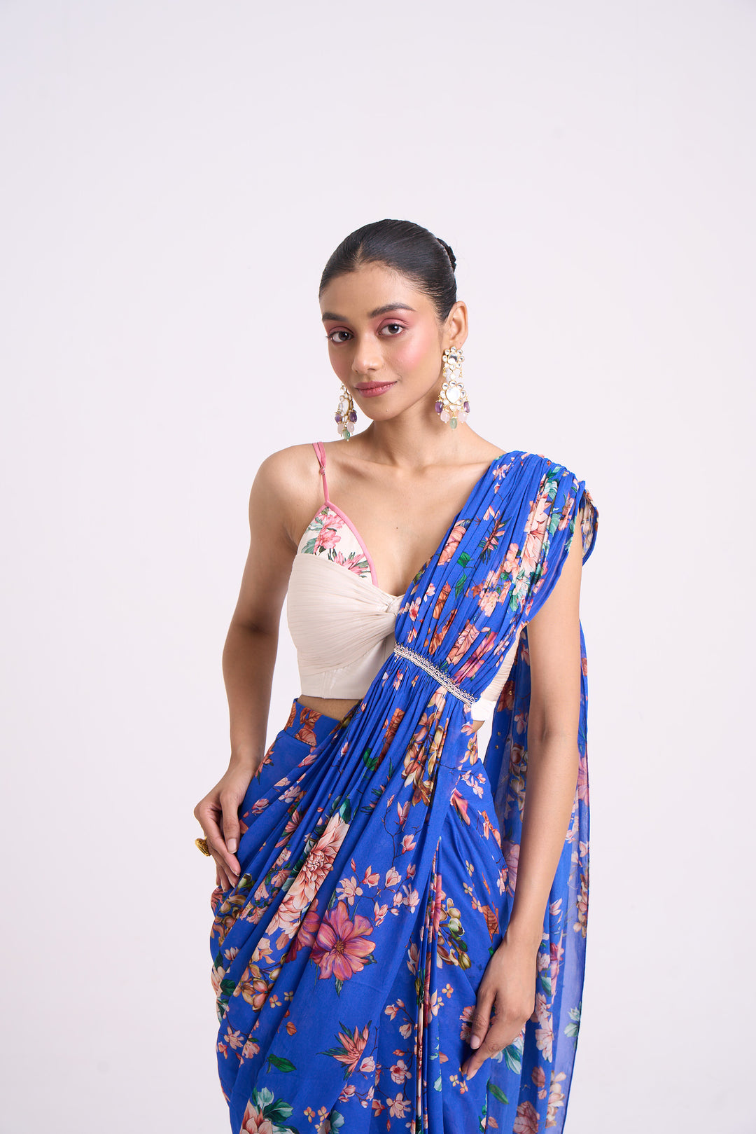 Pushpanjali Embroidered Blue Saree