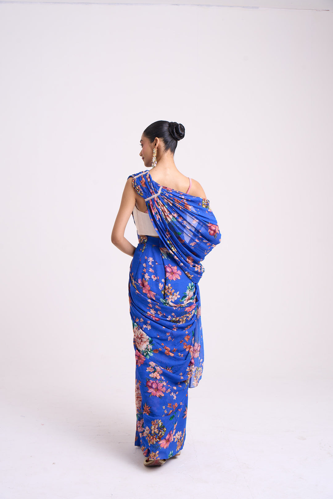 Pushpanjali Embroidered Blue Saree