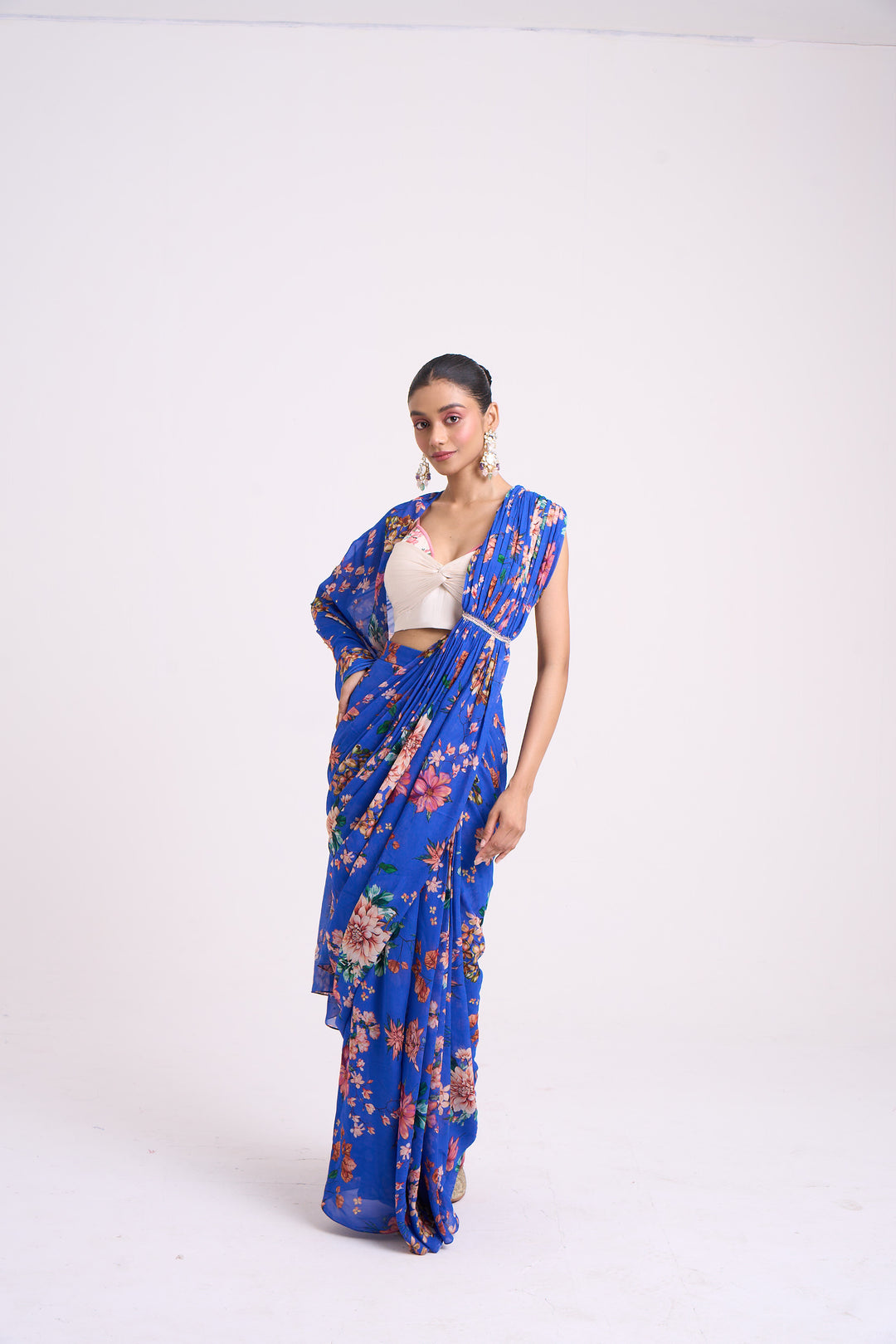 Pushpanjali Embroidered Blue Saree