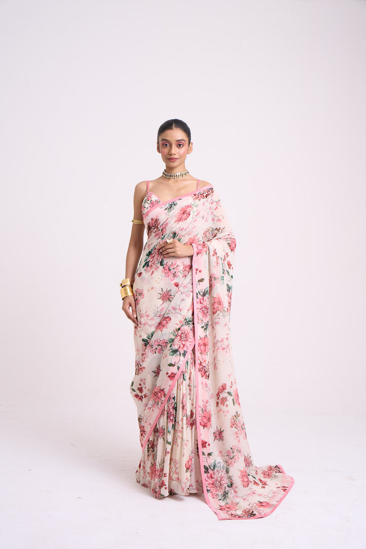 Pushpanjali Embroidered Pink Saree