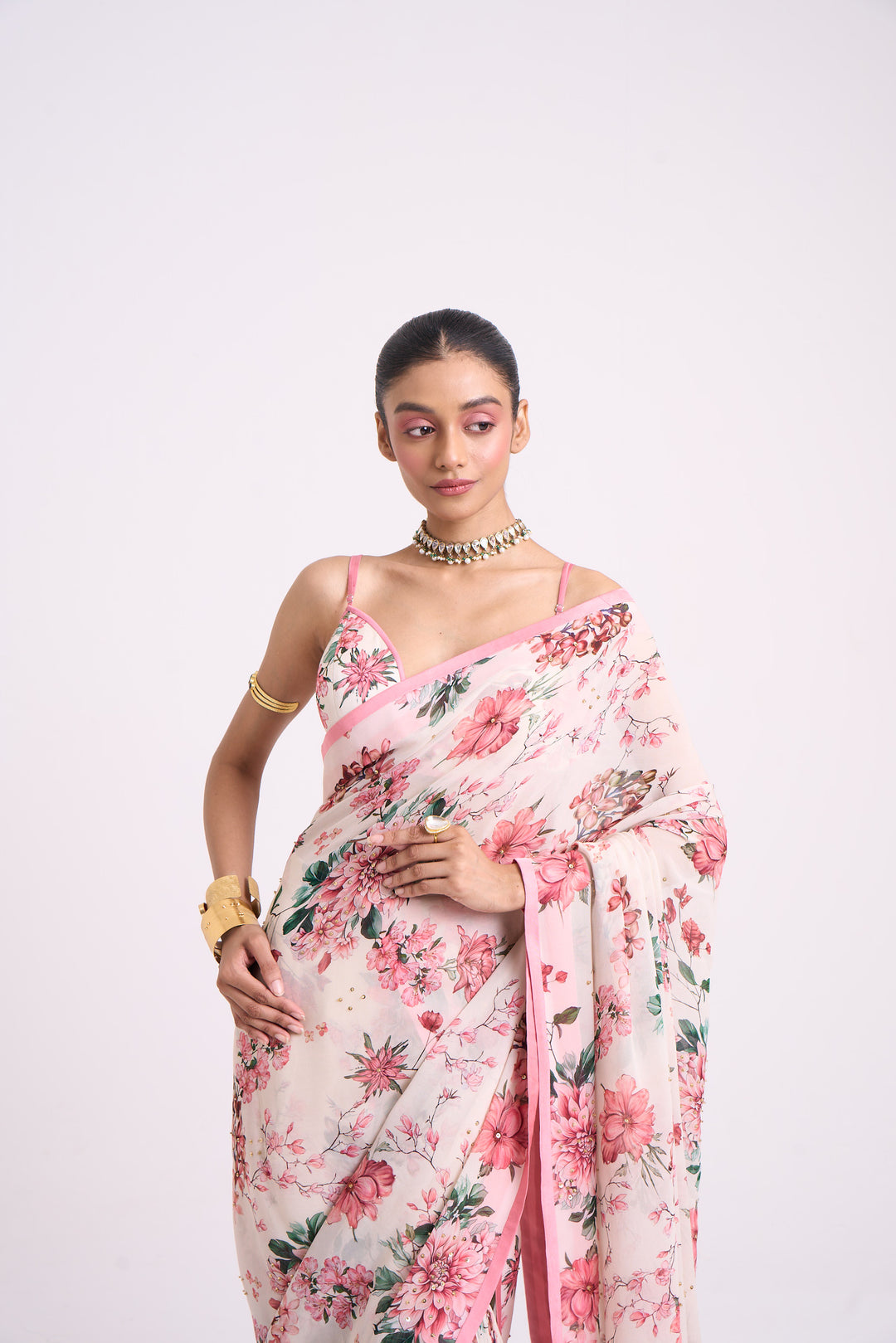 Pushpanjali Embroidered Pink Saree